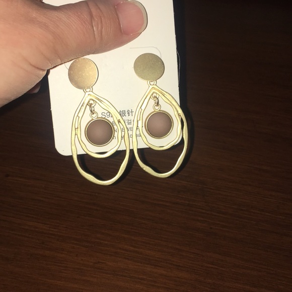 dangle fashion earrings mauve gold - Picture 2 of 5